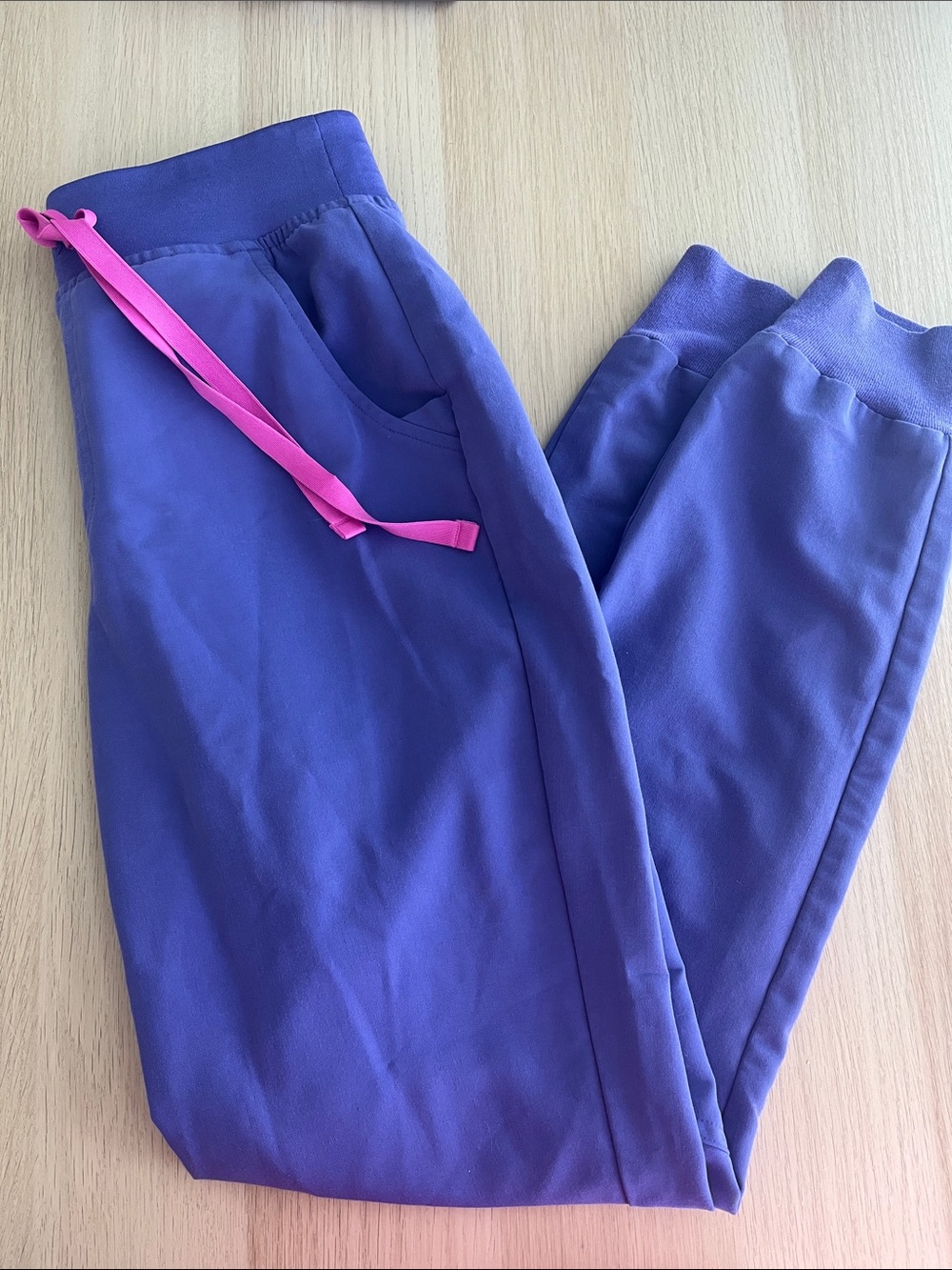 Figs Purple Jogger Track Pants with Pink Drawstring